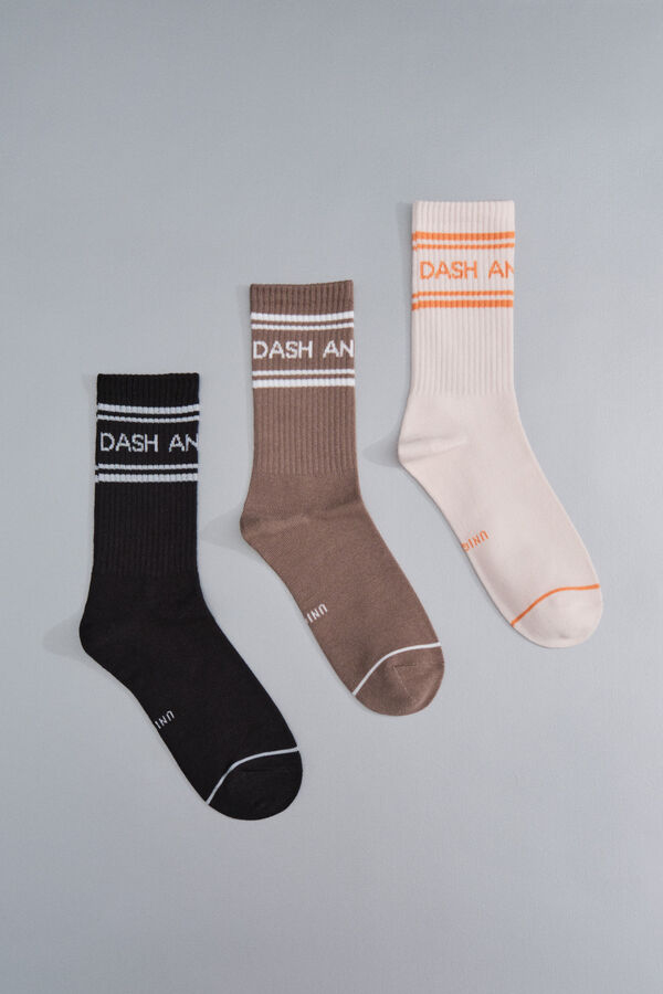 Dash and Stars Paket od 3 pamučne čarape do sredine teladi sa logo brown