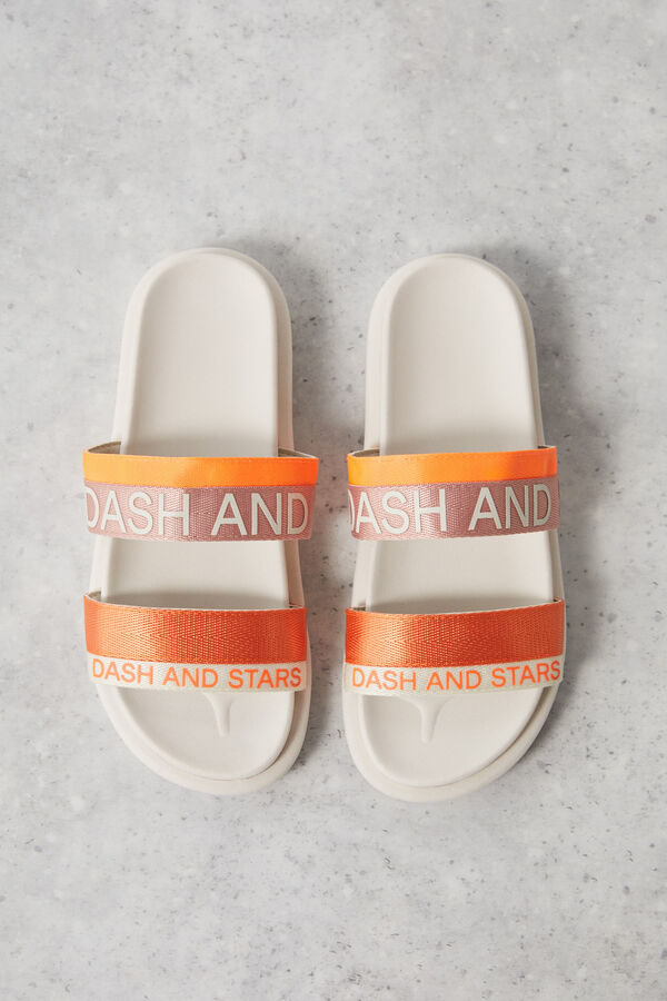 Dash and Stars Flip-Flops mit Riemen und Logo orange Weiß