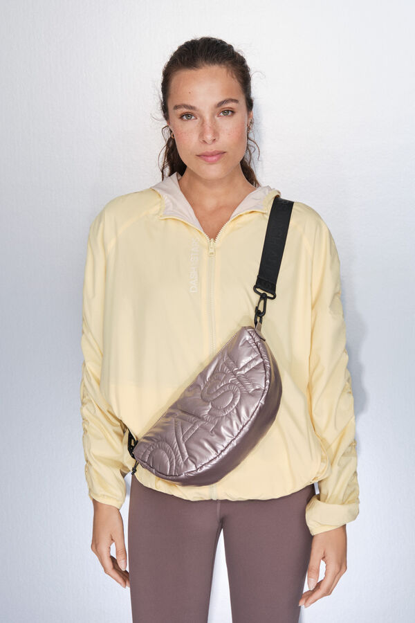 Dash and Stars Metalno ružičasta najlonska ta&scaron;na po&scaron;tanska torba beige