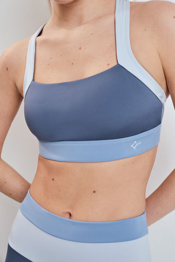Dash and Stars Plavi 4D Stretch color block sportski grudnjak blue