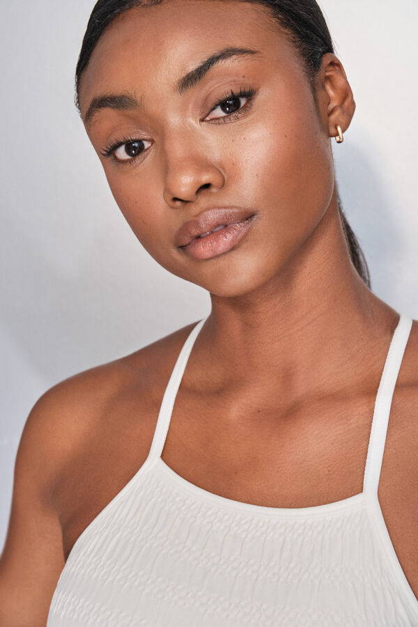 Dash and Stars Be&scaron;avni udobni beli sportski grudnjak beige