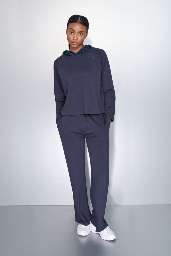 Dash and Stars Tamnoplave široke ravne pantalone blue