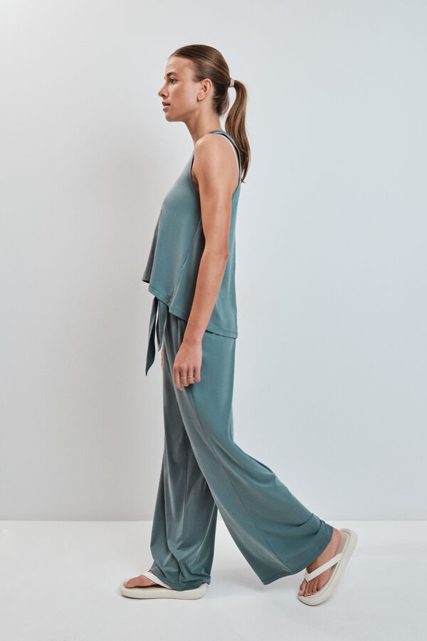 Dash and Stars Zelene duge palazzo pantalone mekane na dodir green