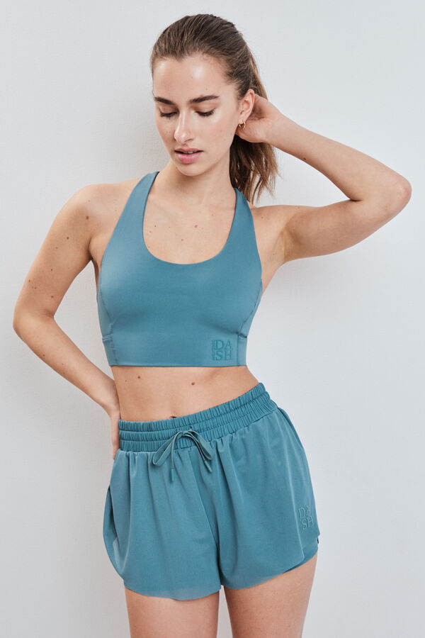 Dash and Stars Green mesh fabric ultra-light short green