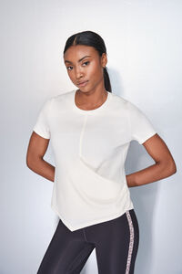 Dash and Stars Drapirana bela majica kratak rukav 