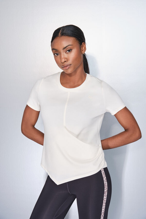 Dash and Stars Drapirana bela majica kratak rukav  beige