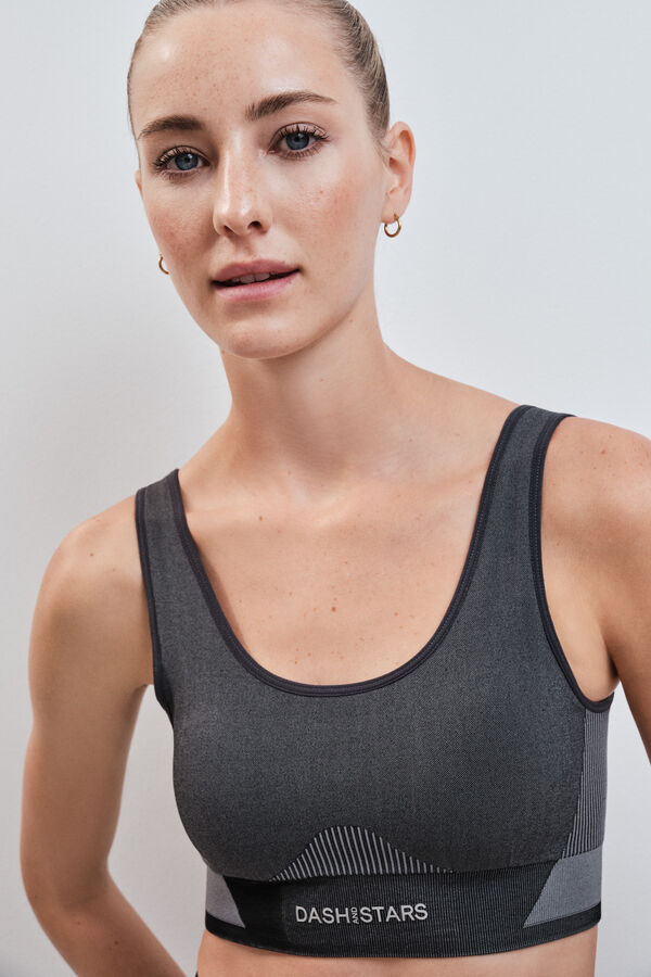 Dash and Stars Sivi sportski grudnjak SEAMLESS COMFORT grey