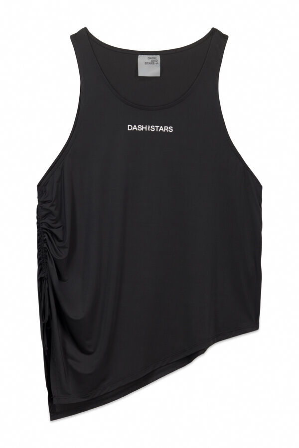 Dash and Stars Crni asimetrični majica halter black