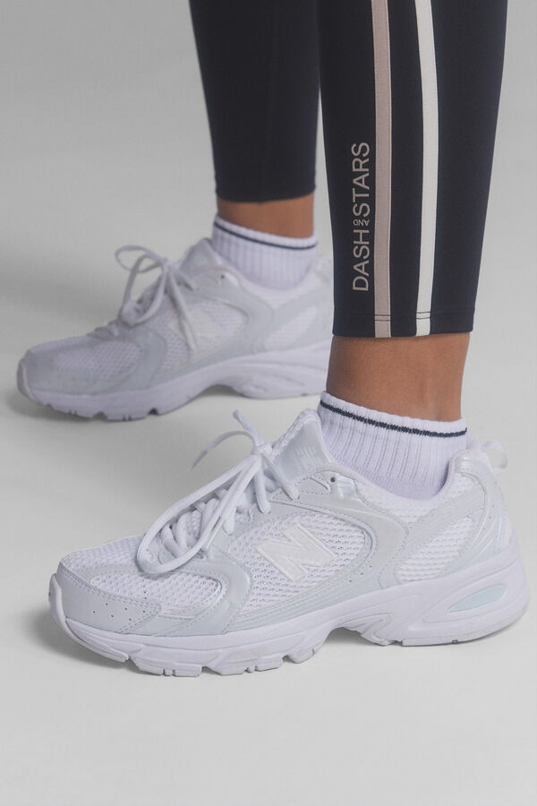 Dash and Stars Leggings 4D STRETCH imprim&eacute; b & amp ; w noir