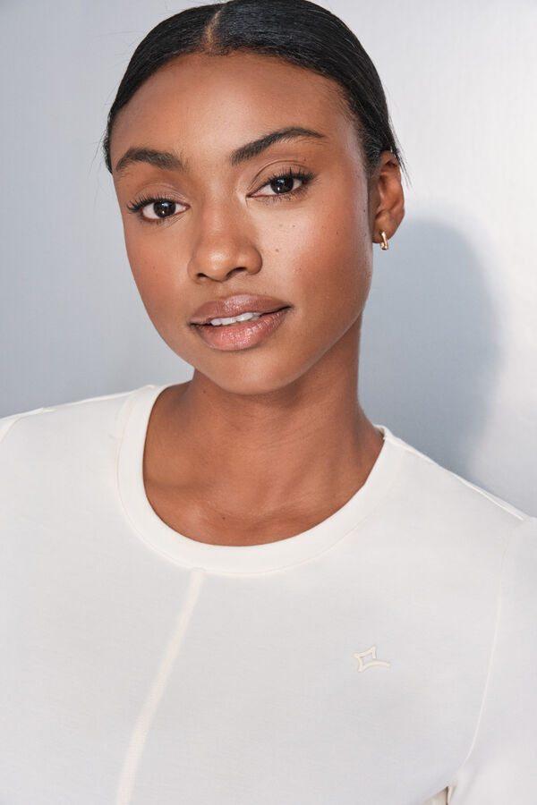 Dash and Stars Drapirana bela majica kratak rukav  beige