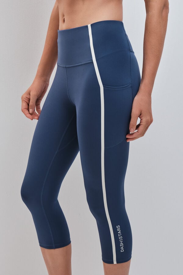 Dash and Stars Plave 4D STRETCH helanke kapri blue