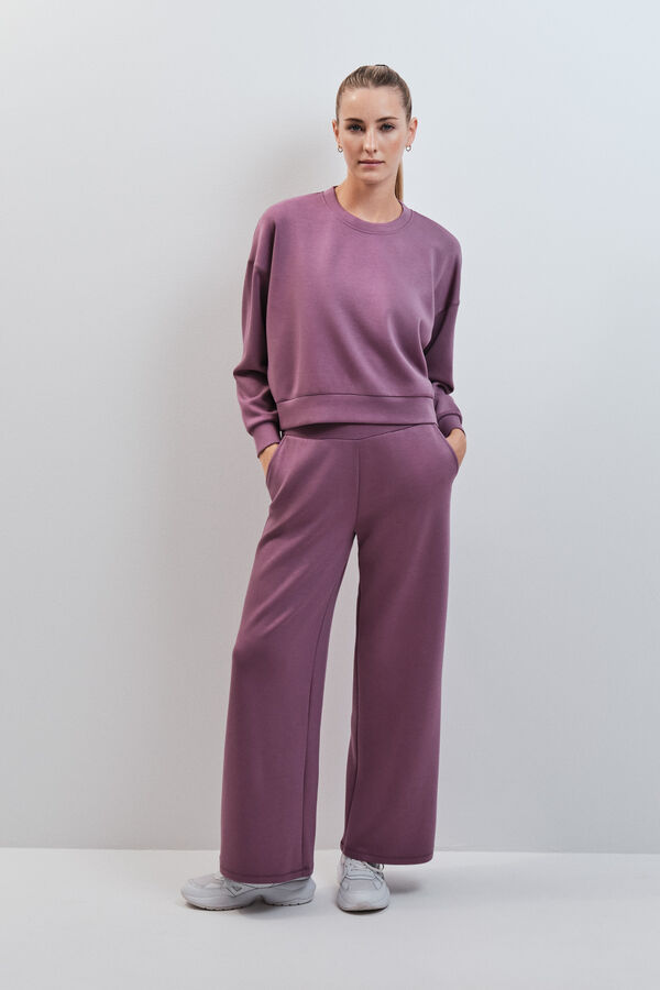 Dash and Stars Bordo &scaron;iroke duge pantalone od modala pink