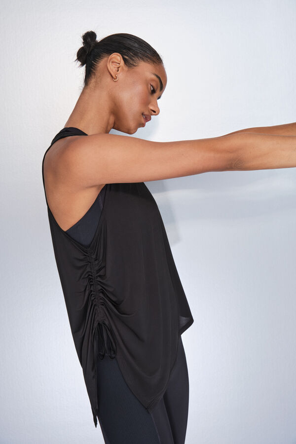 Dash and Stars Crni asimetrični majica halter black