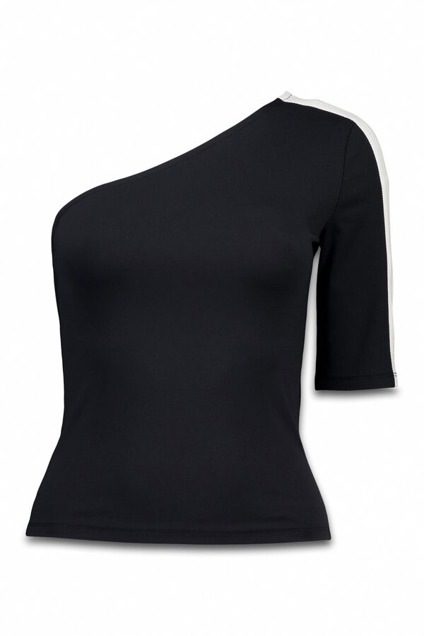 Dash and Stars Majica sa dvobojnim asimetričnim izrez black