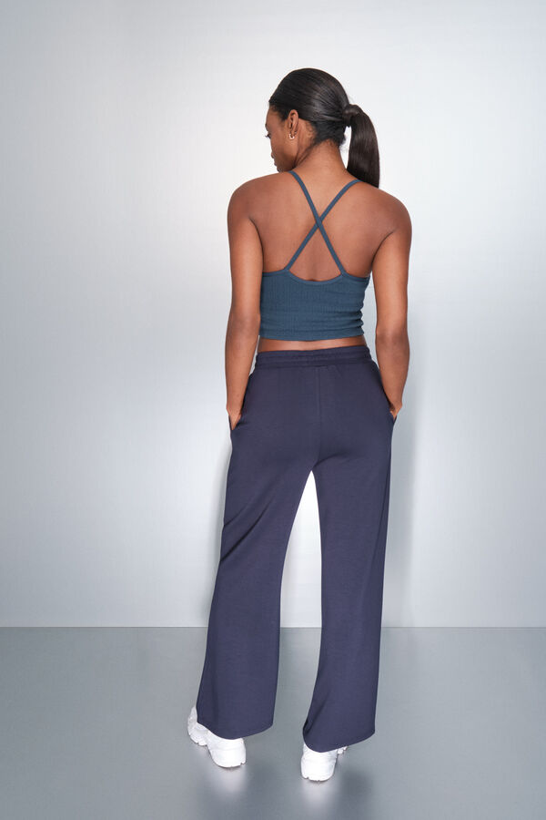 Dash and Stars Tamnoplave široke ravne pantalone blue