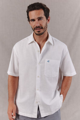 Camisa algodón lino lisa manga corta