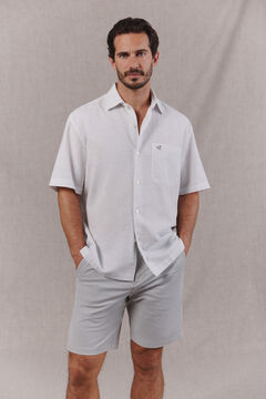 OOTO Camisa algod&oacute;n lino cuadros manga corta