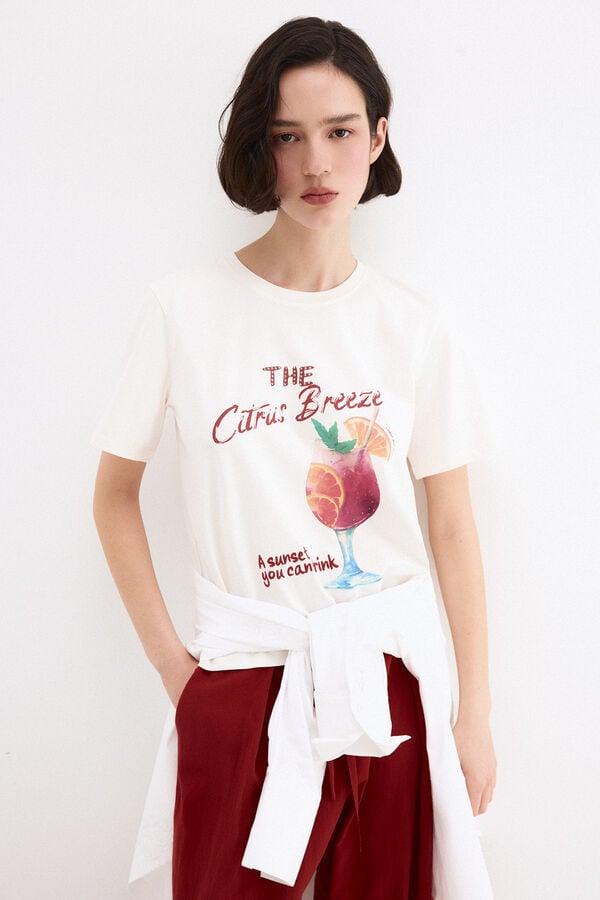 Pedro del Hierro T-shirt estampado frontal Branco