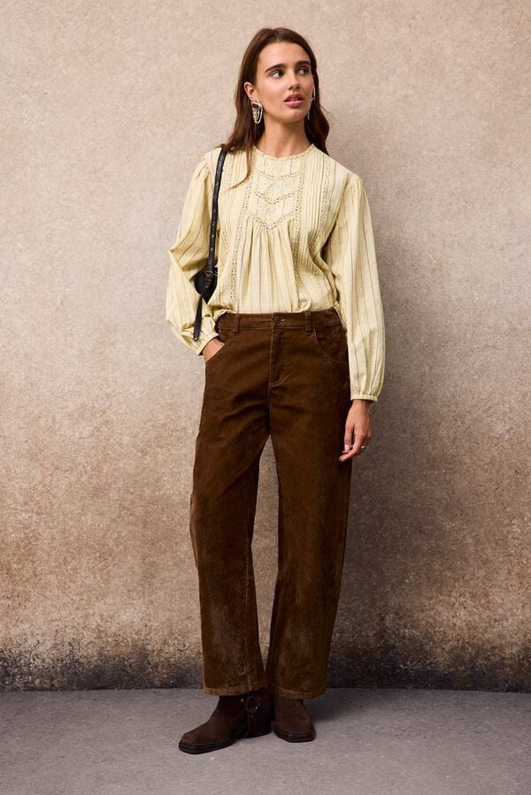 Slowlove Jeans barrel velvet Camel
