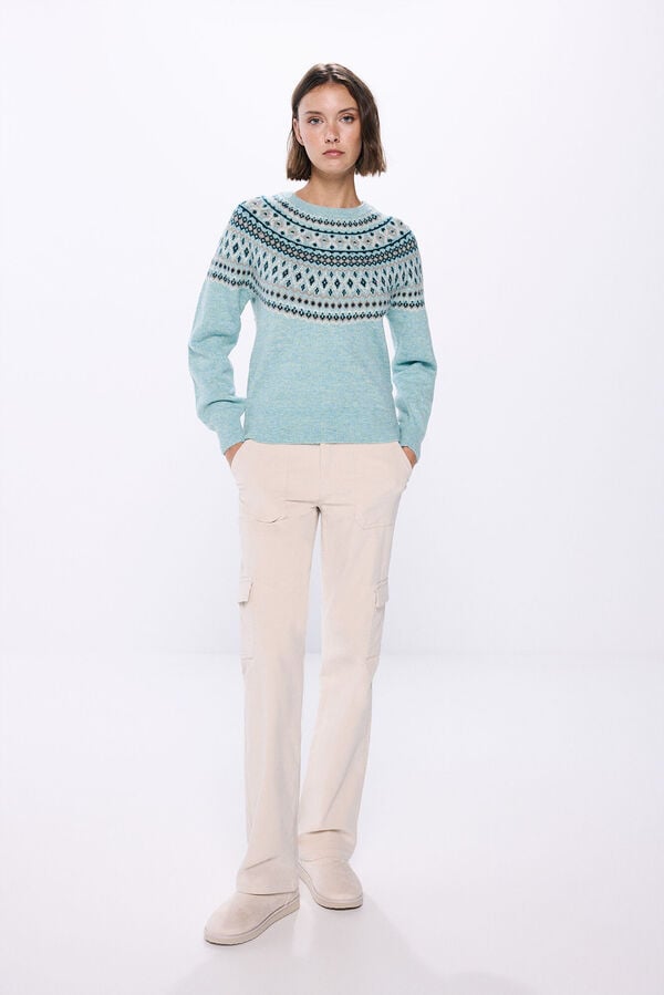 Springfield Lurex jacquard jumper green water