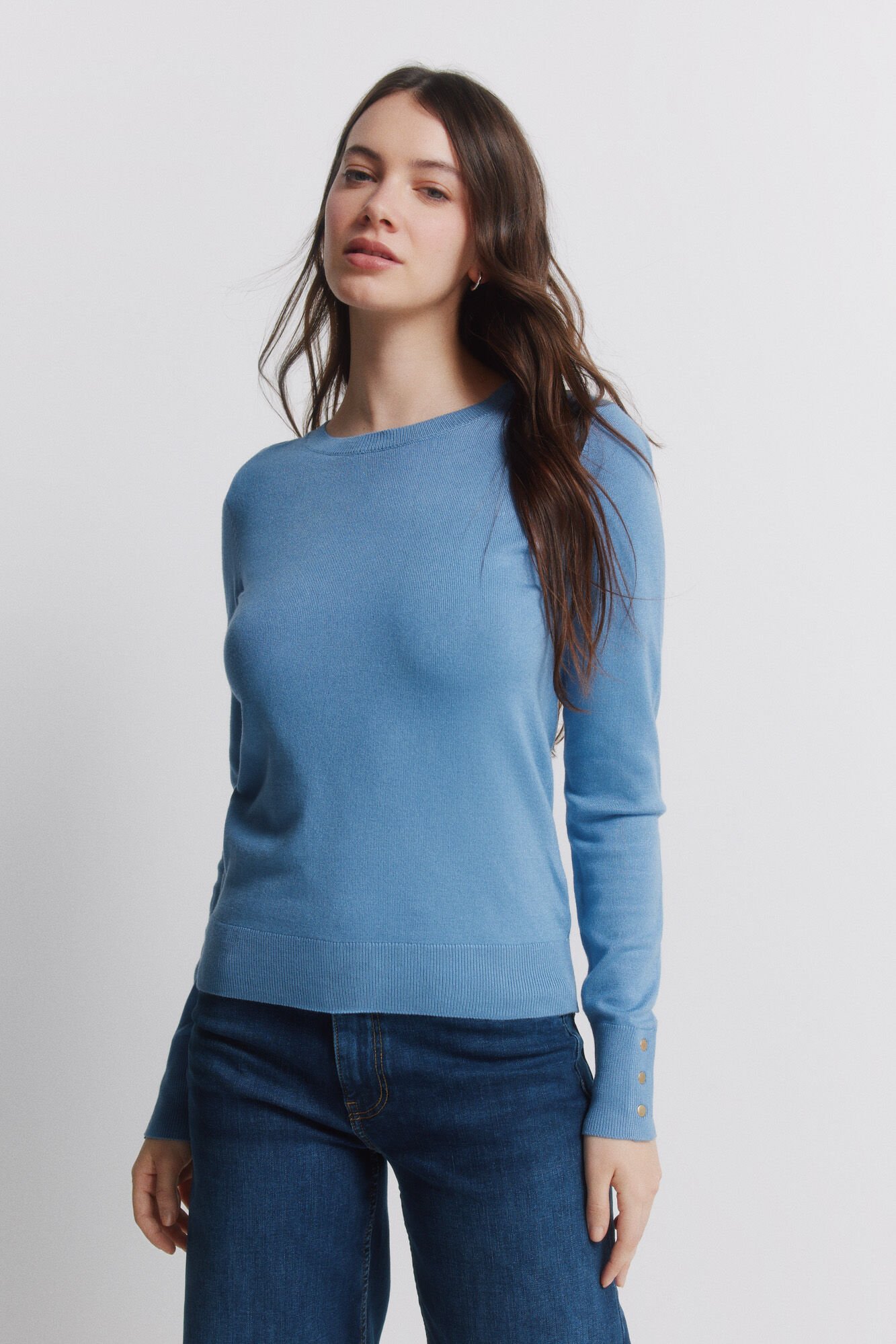 Springfield Fine knit jumper with button cuffs