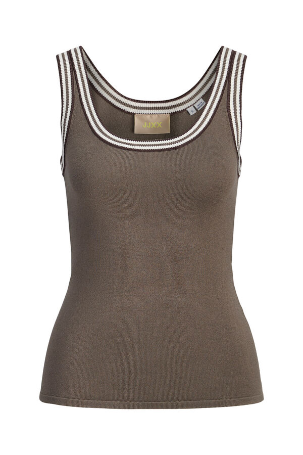 Jack & Jones Top de malha canelada de al&ccedil;as cinzento