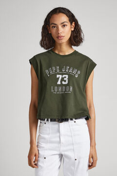Springfield T-shirt sem mangas com logo verde