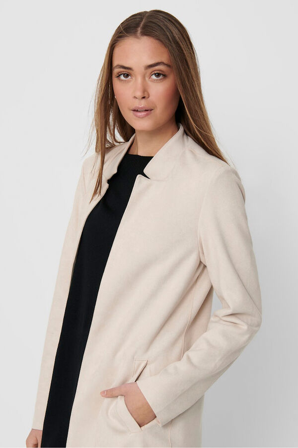 Only Sobretudo de camur&ccedil;a castanho