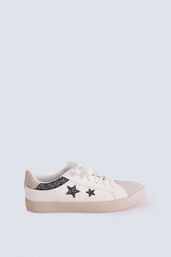 Springfield Zapatillas estrellas brillo beige
