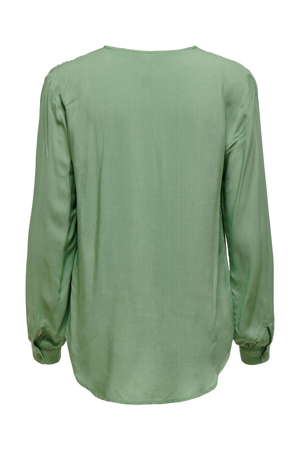 Springfield V-neck blouse with long sleeves green