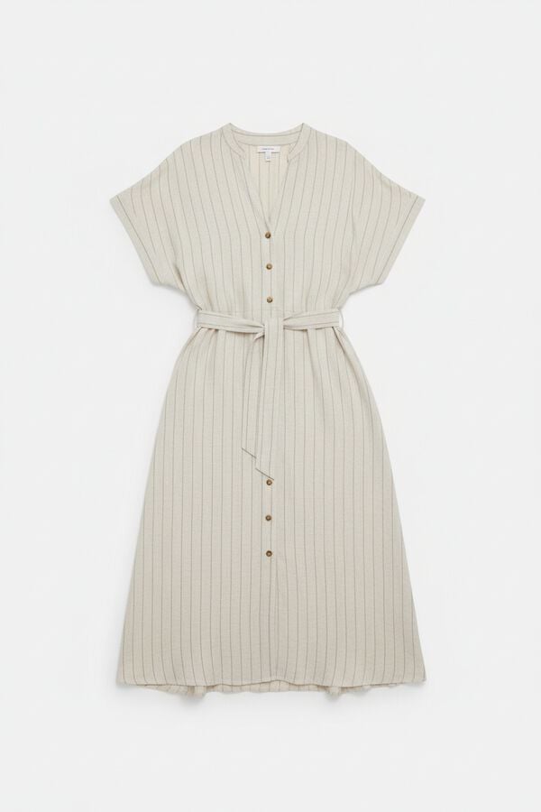 Springfield Robe chemise &agrave; rayures nude