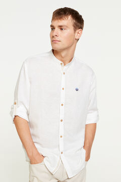 Springfield Linen mandarin collar shirt white