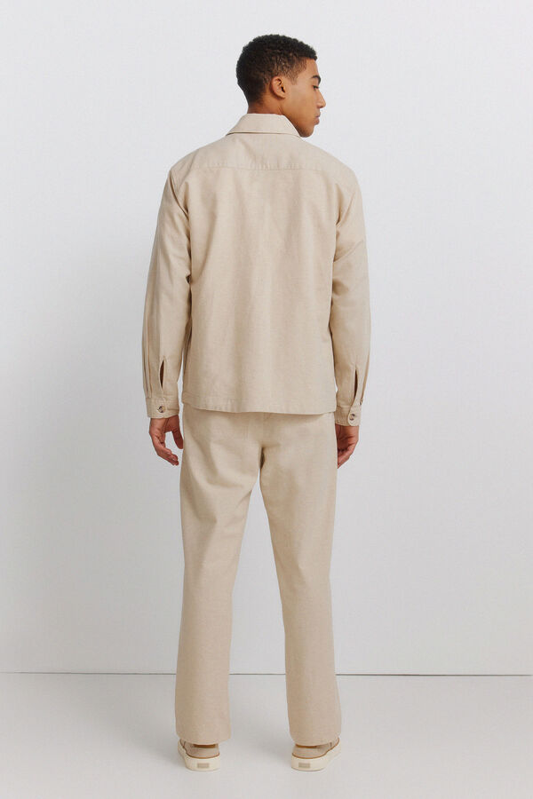 Springfield Linen straight fit trousers grey