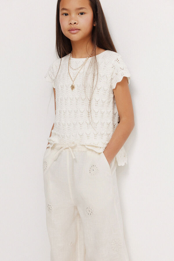 Springfield Kids Fluid embroidered girl's trousers nude