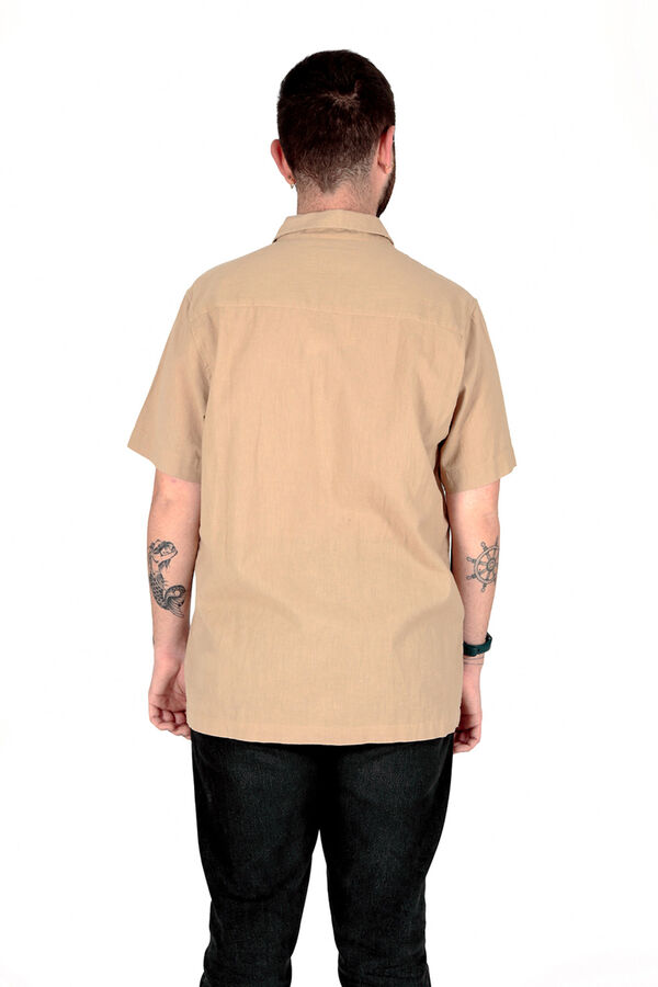 Springfield Camisa manga corta con lino marrón