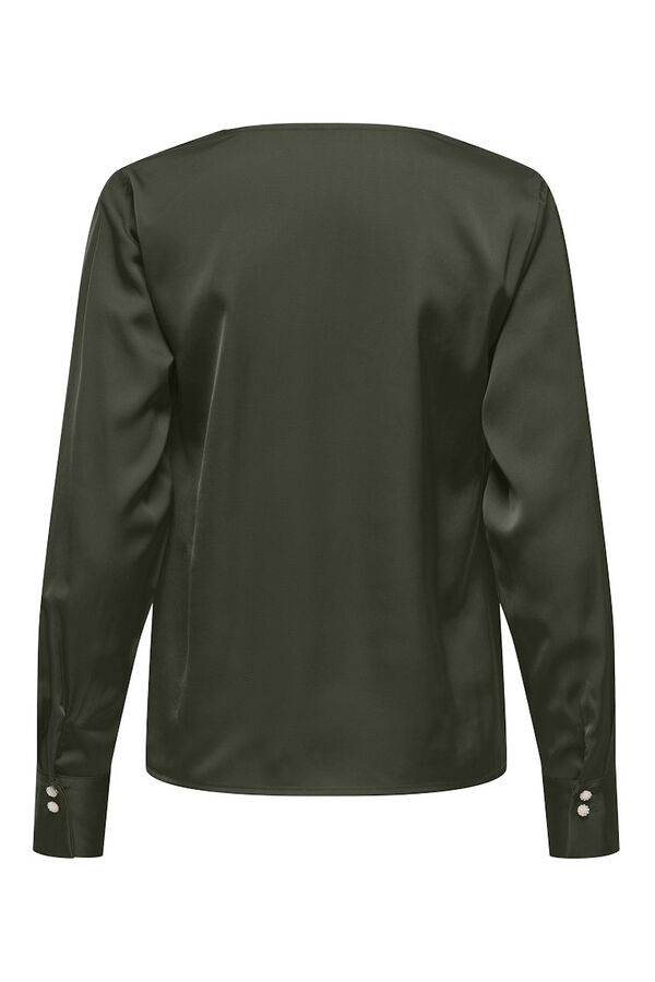 Only long sleeve satin-finish blouse beige