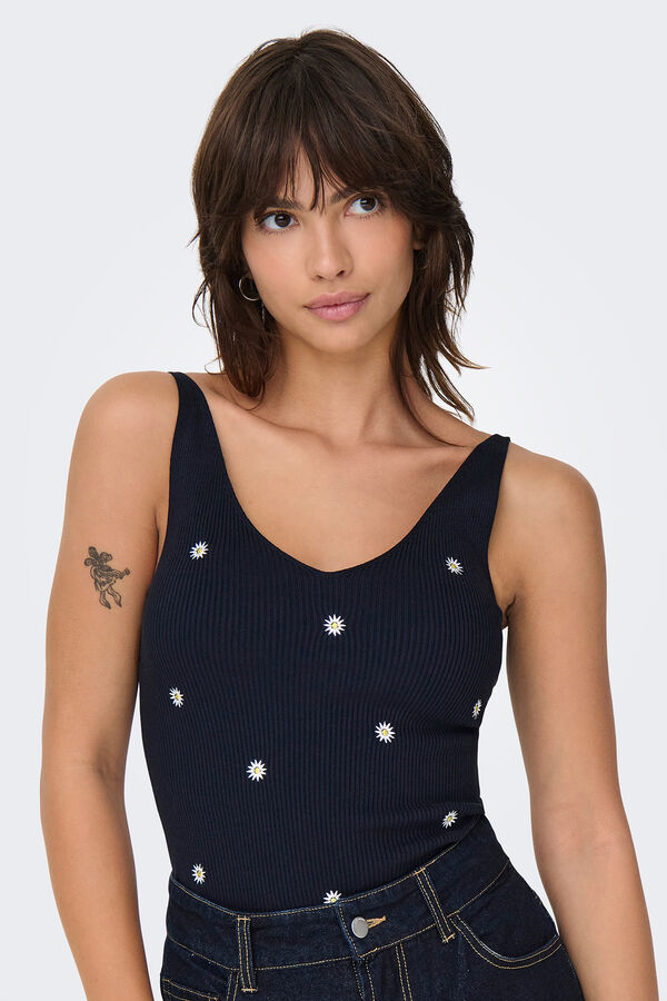 JDY Camiseta tirantes punto azul