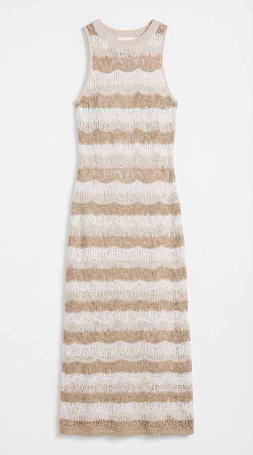 Springfield Halterneck jersey midi dress nude