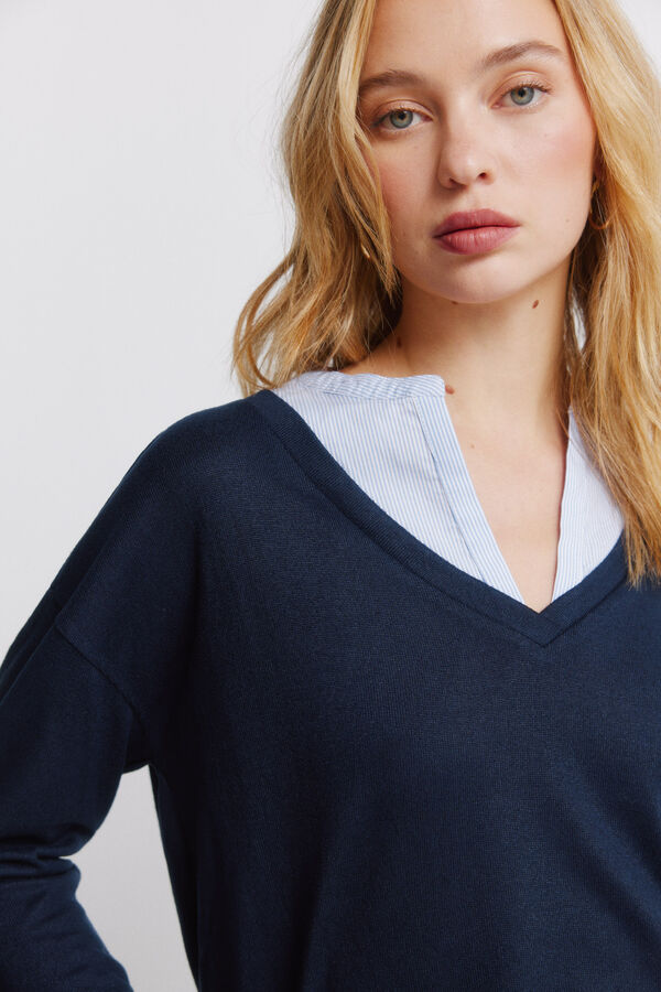 Springfield Long sleeve V-neck T-shirt blue