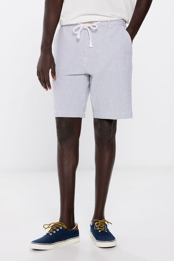 Springfield Relaxed fit, wrinkle-effect Bermuda shorts blue