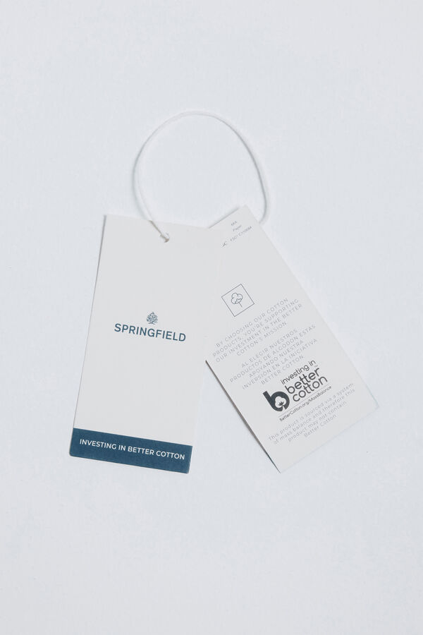 Springfield Regular fit mandarin collar piqué polo shirt beige