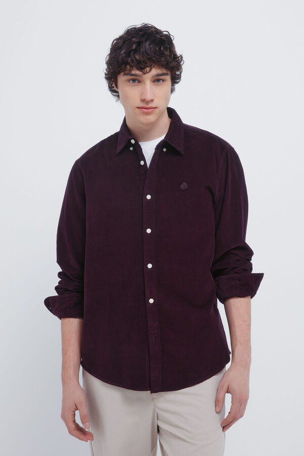 Springfield Camisa micro pana naranja