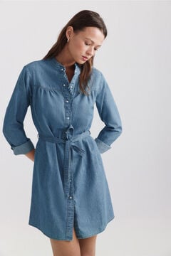 Springfield Robe en denim &agrave; volants et patte de boutonnage