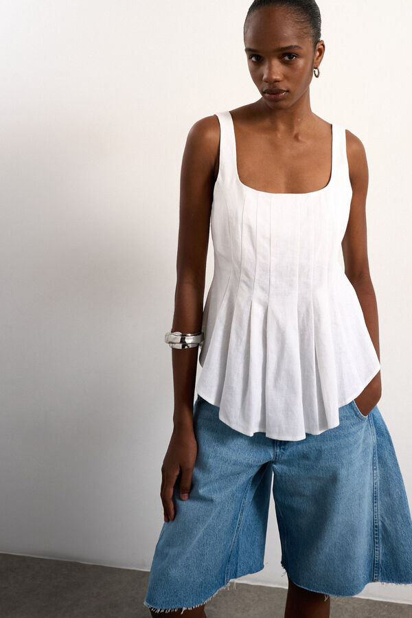 Topshop Blusa pliegues de tirantes blanco