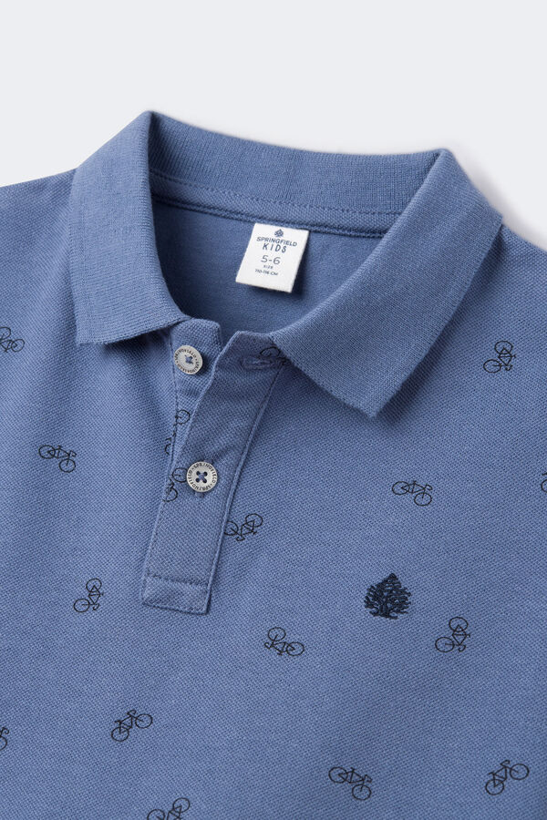 Springfield Boy's all-over print piqué polo shirt blue