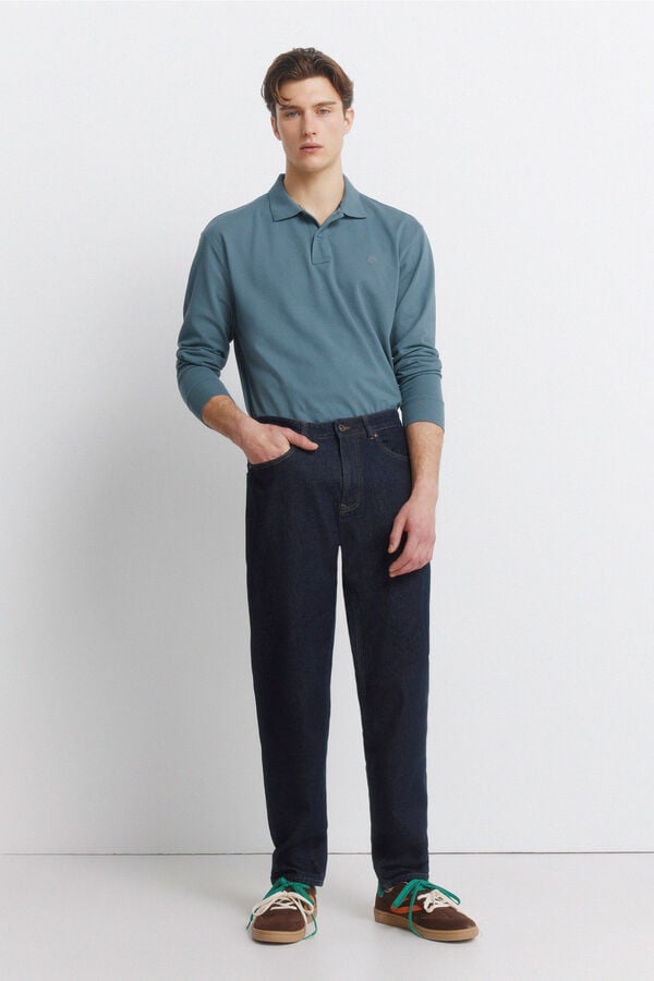 Springfield Basic long sleeve regular fit polo shirt SPRINGFIELD blue