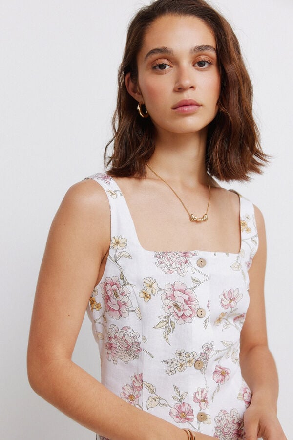 Springfield Square neck midi dress printed