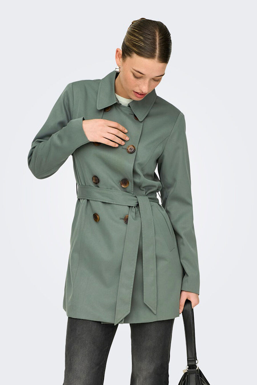 Gabardina midi con cinturón