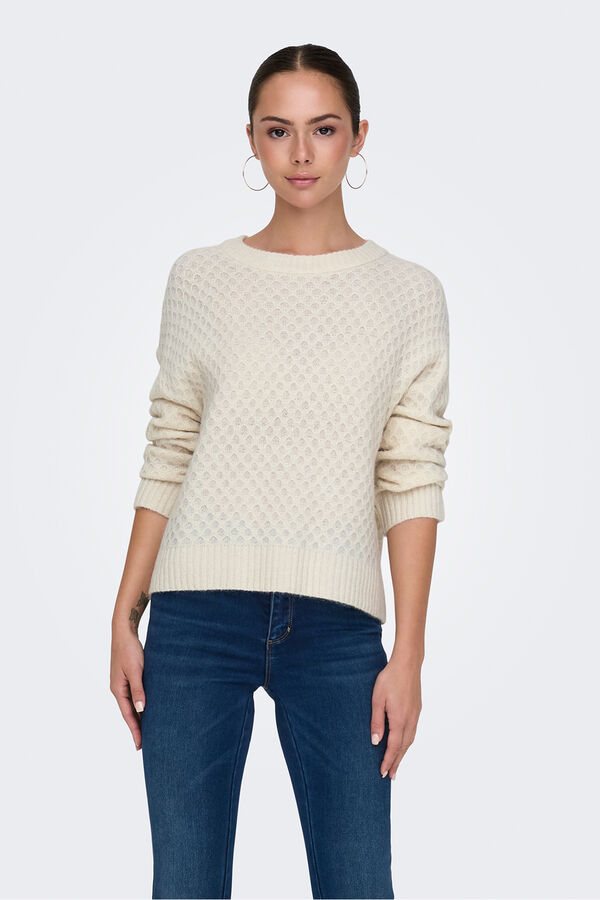 JDY Jersey cuello redondo blanco