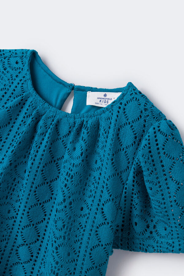 Springfield Girls' crochet dress turquoise